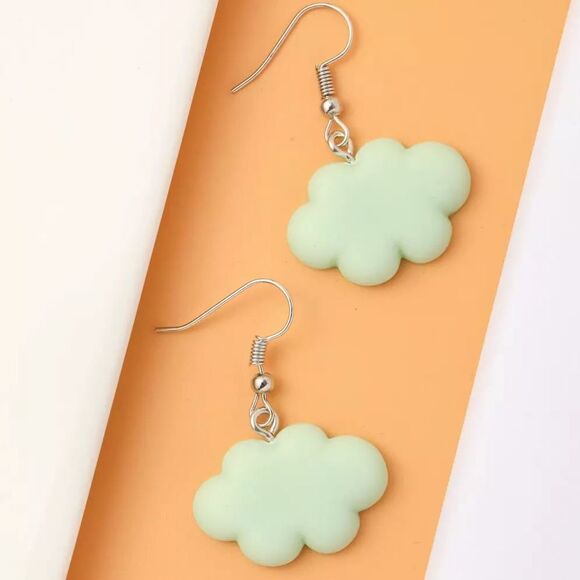 🆕Green Cloud Charm Dangle Earrings - Picture 3 of 4